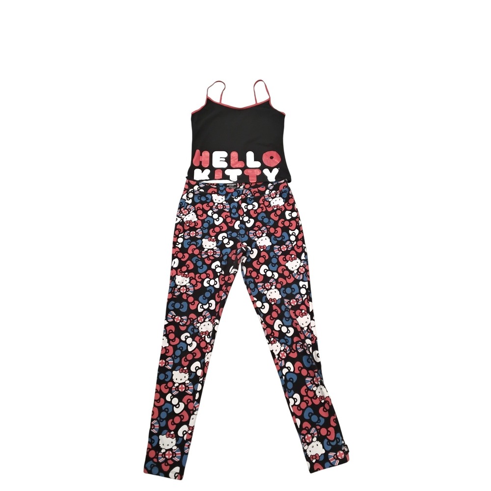 Hello Kitty Sanrio Pajama‎ Set Black Camisole Leggings Union Jack Print 2012 M